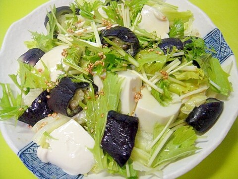 枝豆豆腐と蒸し茄子の和風サラダ